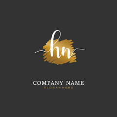 Handwritten initial letter H N HN for identity and logo. Vector logo template with handwriting and signature style.