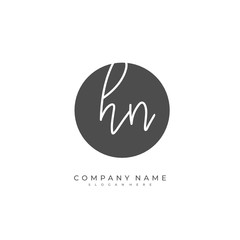 Handwritten initial letter H N HN for identity and logo. Vector logo template with handwriting and signature style.