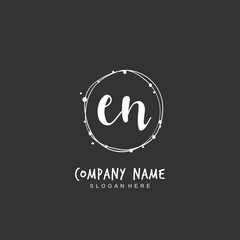 Handwritten initial letter E N EN for identity and logo. Vector logo template with handwriting and signature style.