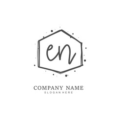 Handwritten initial letter E N EN for identity and logo. Vector logo template with handwriting and signature style.