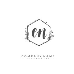 Handwritten initial letter E N EN for identity and logo. Vector logo template with handwriting and signature style.