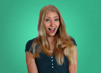 Fototapeta premium woman is very happy and surprised euphoria