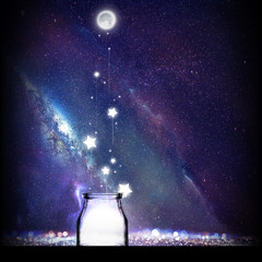 Magic jar full of wishes silhouette art