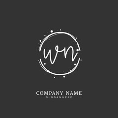 Handwritten initial letter W N WN for identity and logo. Vector logo template with handwriting and signature style.