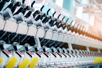 Textile Manufacturing. Circular knitted fabric. Textile factory in spinning production line and a rotating machinery and equipment production company. Clothing industry. Manufacturing textile fabrics.