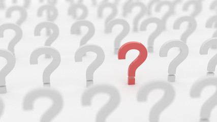 Question marks. Idea or problem concept. 3d