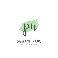 Handwritten initial letter P N PN for identity and logo. Vector logo template with handwriting and signature style.