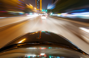 car on the road with motion blur background