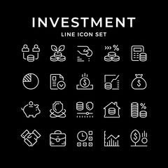 Set line icons of investment