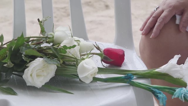 Roses for the goddess of the sea, iemanja, at a celebration at Copacabana beach, Rio de Janeiro, Brazil.
