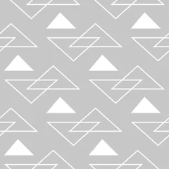 Behang Driehoeken Geometrische naadloze achtergrond. Grijze en witte achtergrond met driehoekig patroon