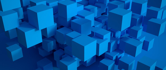 Fototapeta na wymiar Abstract blue cubic background