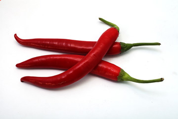 red hot pepper on a white background close-up