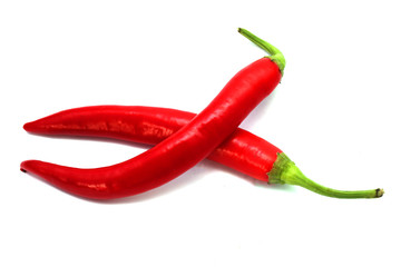 red hot pepper on a white background close-up