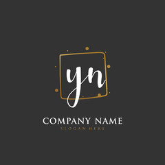 Handwritten initial letter Y N YN for identity and logo. Vector logo template with handwriting and signature style. - obrazy, fototapety, plakaty