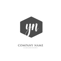 Handwritten initial letter Y N YN for identity and logo. Vector logo template with handwriting and signature style.