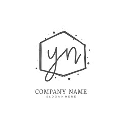 Handwritten initial letter Y N YN for identity and logo. Vector logo template with handwriting and signature style. - obrazy, fototapety, plakaty