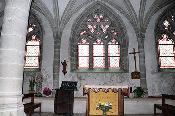 Salle capitulaire de l'abbaye d'Ambronay - Département de l'Ain - Région Rhône Alpes - France - Construite au 8 ème siècle