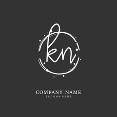  Handwritten initial letter K N KN for identity and logo. Vector logo template with handwriting and signature style.