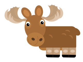 cartoon scene with moose elk on the white background illustration