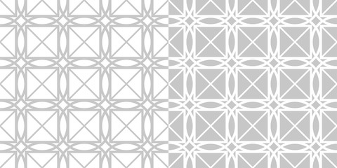 Gray and white geometric seamless backgrounds. Compilation of patterns