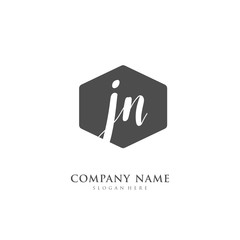 Handwritten initial letter J N JN for identity and logo. Vector logo template with handwriting and signature style.
