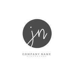 Handwritten initial letter J N JN for identity and logo. Vector logo template with handwriting and signature style.