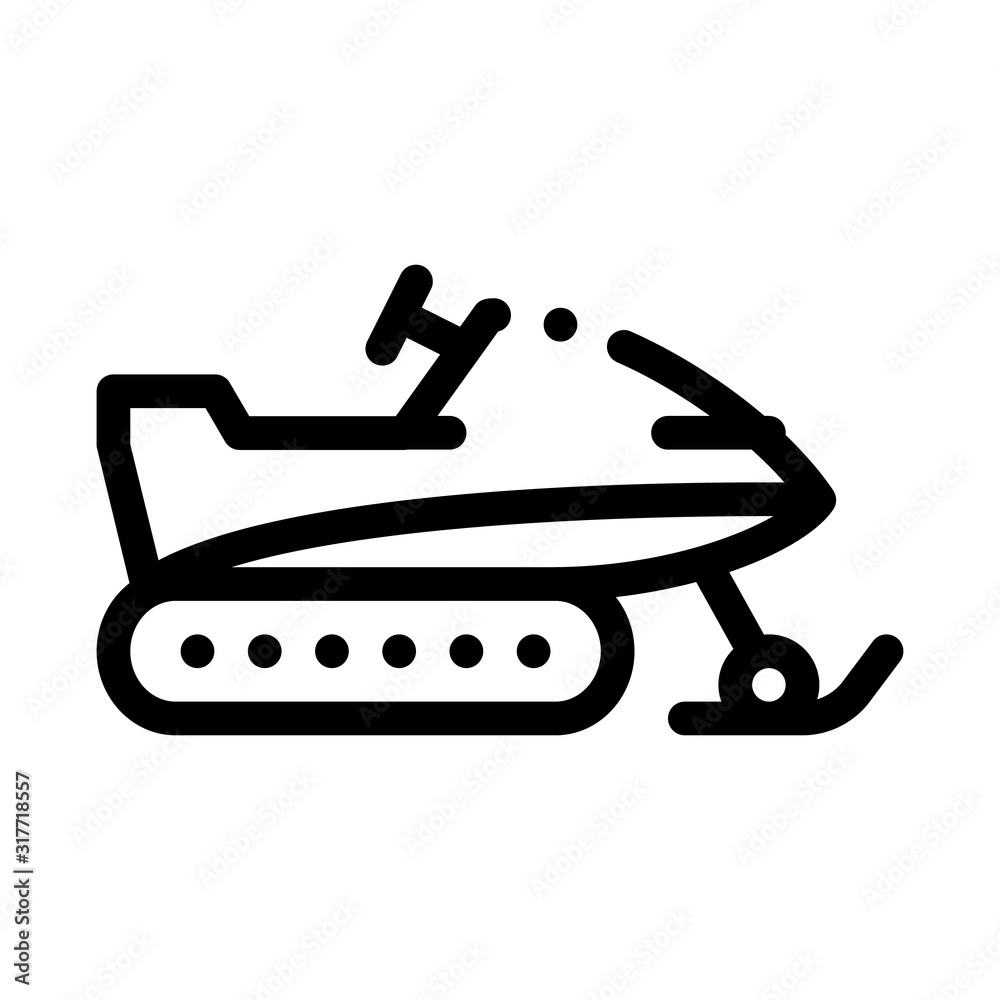 Sticker Snowmobile Icon Vector. Outline Snowmobile Sign. Isolated Contour Symbol Illustration