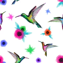 Raamstickers Vlinders Naadloos patroon met veelkleurige kolibries