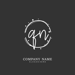 Handwritten initial letter Q N QN for identity and logo. Vector logo template with handwriting and signature style.