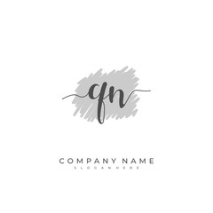 Handwritten initial letter Q N QN for identity and logo. Vector logo template with handwriting and signature style.