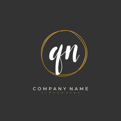 Handwritten initial letter Q N QN for identity and logo. Vector logo template with handwriting and signature style.