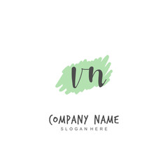 Handwritten initial letter V N VN for identity and logo. Vector logo template with handwriting and signature style.