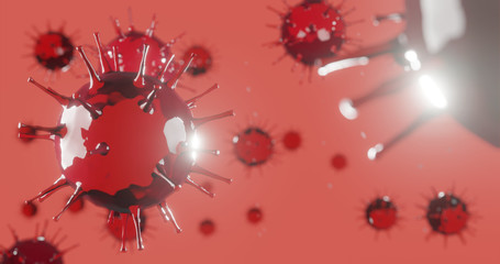 3d illustration abstract viral infection causing chronic disease. coronavirus, influenza virus H1N1, Flu, cell infect organism, aids. Virus abstract background.