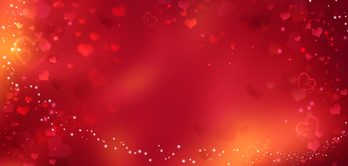 Romantic red bokeh abstract valentine background. Valentine's Day.