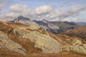 Plakat Alpines Panorama; Blick vom Piz Tamborello nach Norden