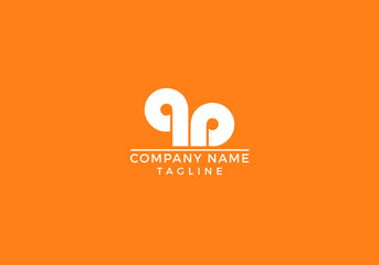 Unique creative minimal company simple brands orange and white letter q p logo initial based icon design in vector editable file.