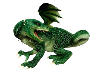 3D Rendering Fairy Tale Dragon on White