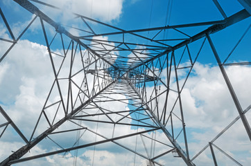 High-voltage tower sky background