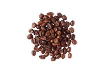 Coffee beans isolated on a white background.