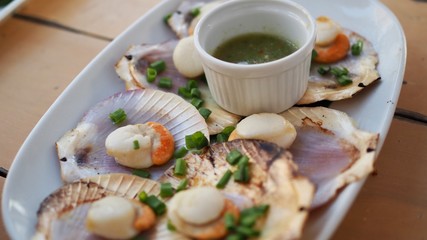 Salt grilled scallops