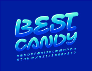 Vector Candy Alphabet Letters and Numbers. Bright Glossy Font.