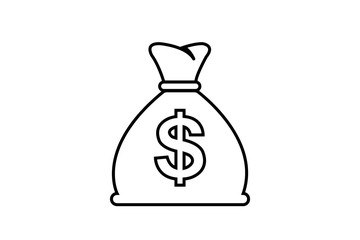 Money bag icon, dollar in bag icon vector illustration