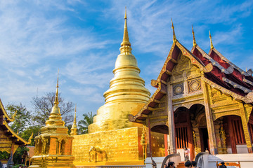 Chiang Mai, Thailand, 20 January 2020, Wat Phra Singh, inside the temple area, there are many...