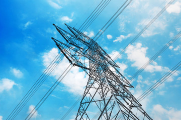 High-voltage tower sky background