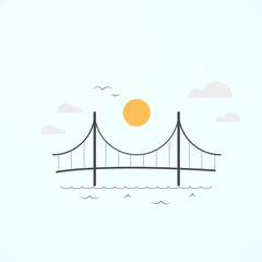 Bridge icon. Flat style design isolated on background - Vector illustration.