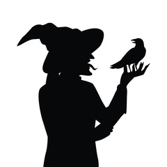 Female witch silhouette vector