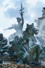 Fountain with Girondins monument, Quinconces Square, Bordeaux, Nouvelle Aquitaine, France, Europe