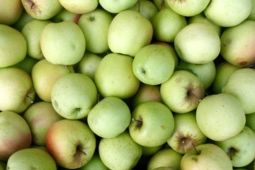 fresh apples in a box ready to buy