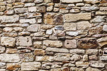 Texture of an old wall of stones of various sizes